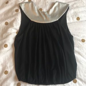 Yigal Azrouel Silver Leather Crop top